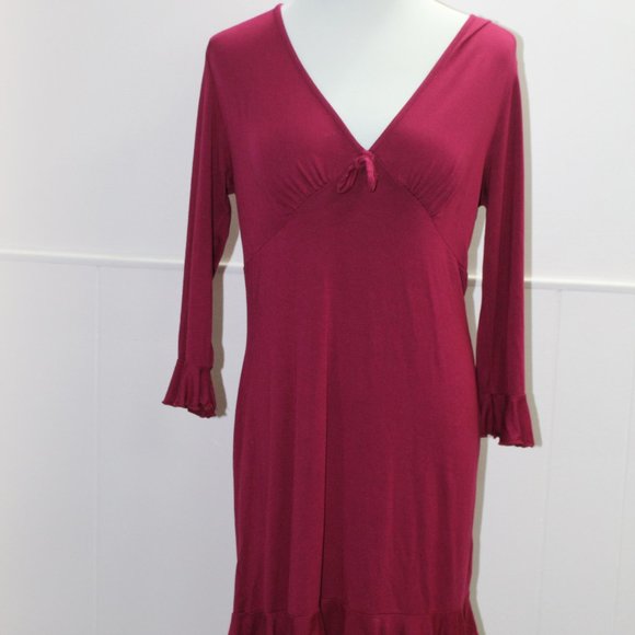 🎀3/$30 UO Burgundy Ruffle long sleeve Dress - Picture 2 of 4